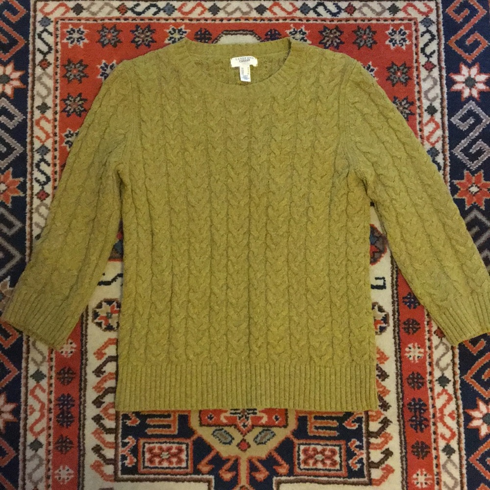 Lands’ End Canvas Cable Knit Cotton/Wool Sweater